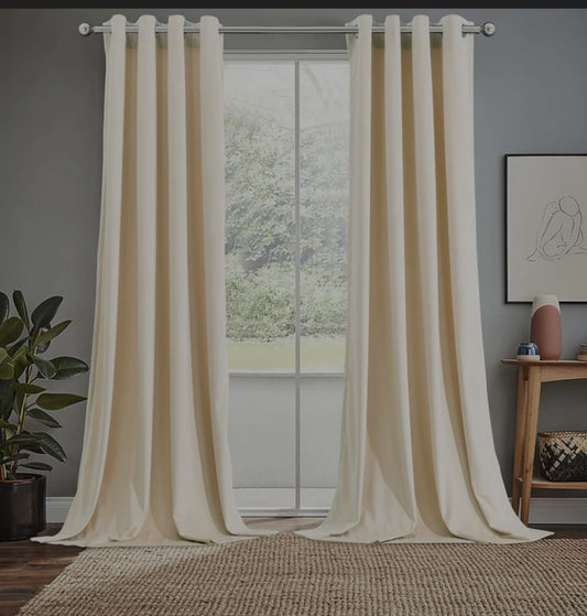 Half white velvet curtain