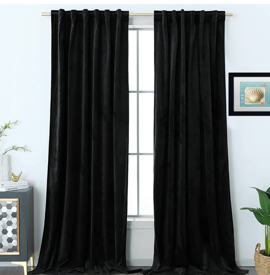 Black velvet curtain