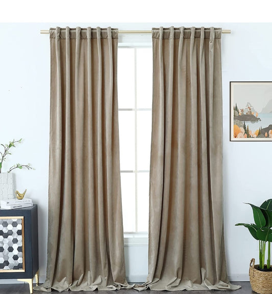 Taupe velvet curtain