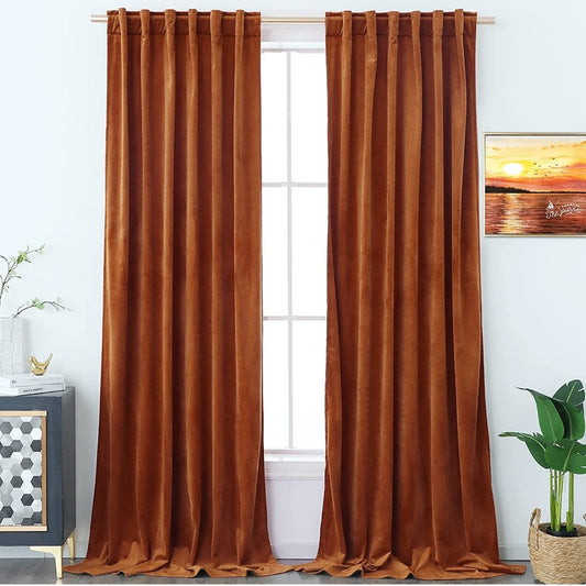 Rust Orange Velvet Curtain